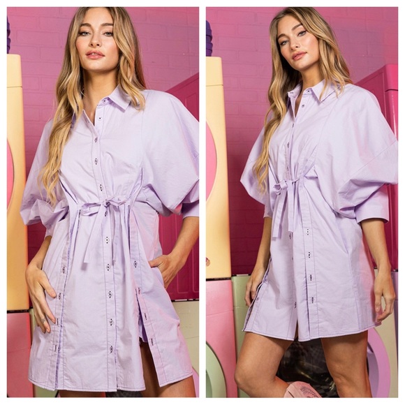 27 Fabulous Button Detailed Balloon Sleeve Mini Dress - Picture 5 of 5